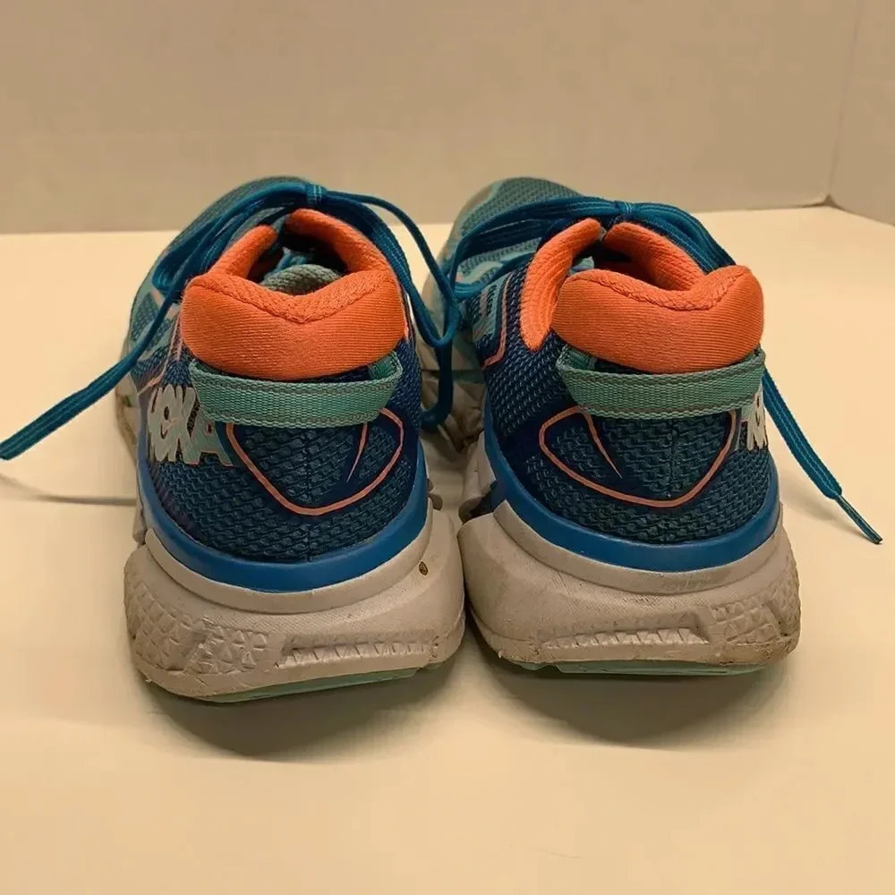 Hoka One One Clifton 3 Sneakers Shoes Lace Up Sneaker Blue Pink Womens Size 10.5 - Picture 5 of 10
